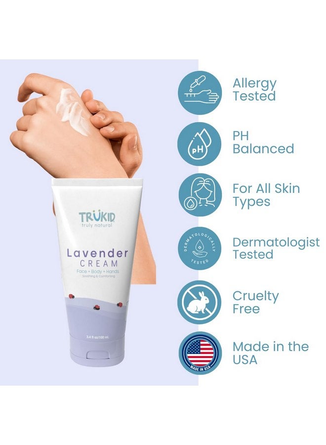 TruKid Lavender Skin Cream for Kids - Hydrates & Moisturizes Sensitive Skin, All Natural Ingredients, Enriched with Shea Butter, Cocoa, Grape Seed Oil & Vitamin E, 3.4oz - Image 2