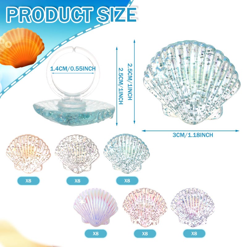 Kenning 48pcs Resin Seashell Cupcake Ring Toppers Under the Sea Cupcake Topper for seashell Theme Birthday Party Cake Decorations Baby Shower Weeding Anniversary Sea Party Supplies - Image 2