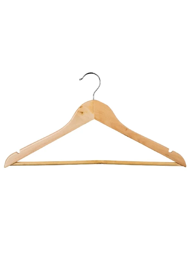 Five Simply Smart 4-Piece Durable High Quality Wooden Cloth Hanger Set Beige and Silver 22.5 x 45 x 1.2 cm 151504