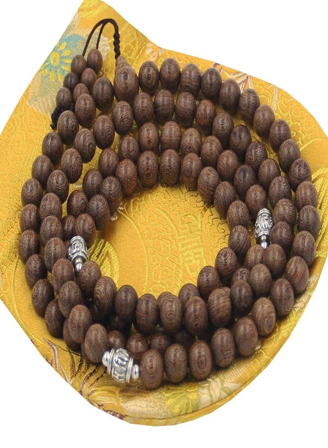 DharmaObjects Tibetan Meditation 108 Beads Nyatoh Wood MALA for Compassion (Nyatohwood) - Image 1