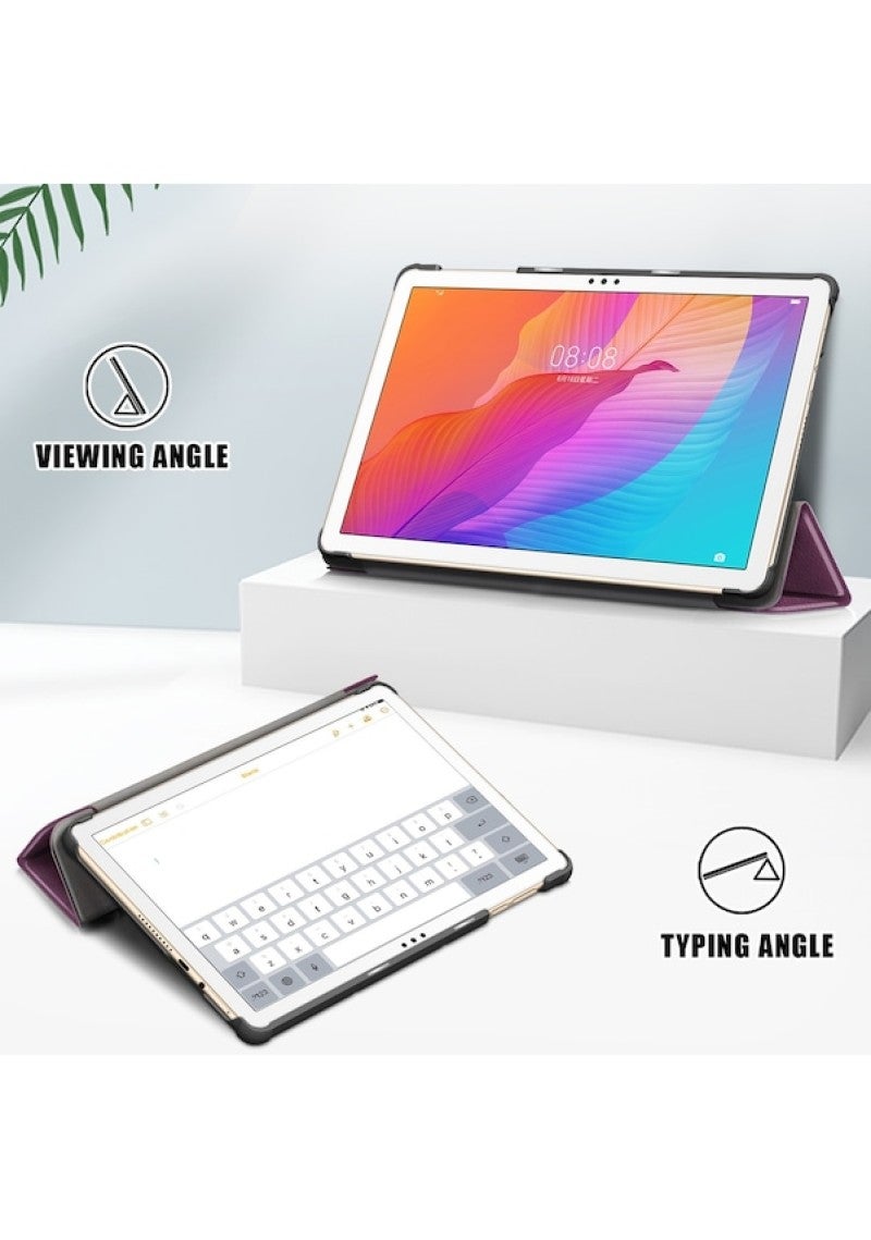 Tablet Case: 10.1 Inch Purple Tri-fold Leather Construction For Durability - Lightweight Portable Design Tri-fold Leather Case for Honor Pad 7 10.1 Inch Users - Image 5