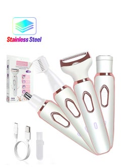4 in 1 Electric Razor for Women Bikini Trimmer, Women's Shaver Cordless Wet and Dry, Shaver for face, Legs and underarms, Replaceable Trimmer Head, USB Rechargeable