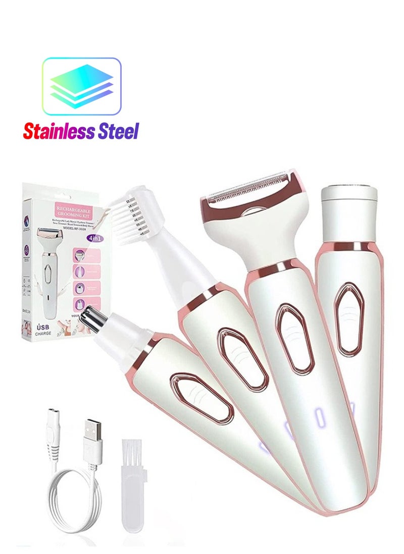 DMG TECH - 4 in 1 Electric Razor for Women Bikini Trimmer, Women's Shaver Cordless Wet and Dry, Shaver for face, Legs and underarms, Replaceable Trimmer Head, USB Rechargeable - Image 1