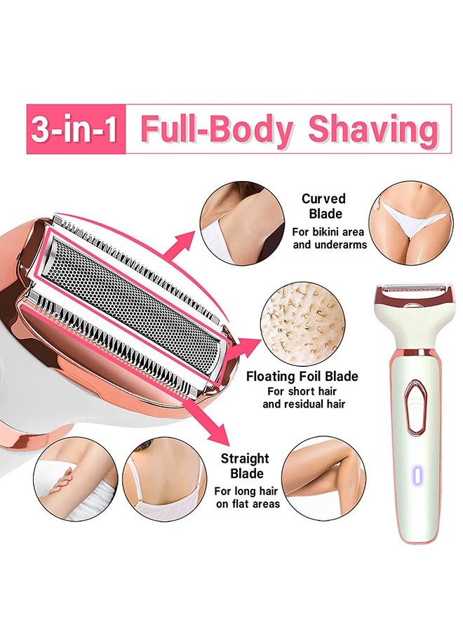 DMG TECH - 4 in 1 Electric Razor for Women Bikini Trimmer, Women's Shaver Cordless Wet and Dry, Shaver for face, Legs and underarms, Replaceable Trimmer Head, USB Rechargeable - Image 1