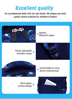 HomarKet 3PCS Backpacks  Set for Primary Junior School Backpack with Lunch Box Pencil Case Large Galaxy-print Durable Bookbags Lightweight Travel Backpack Set for Boys Girls  - Image 4