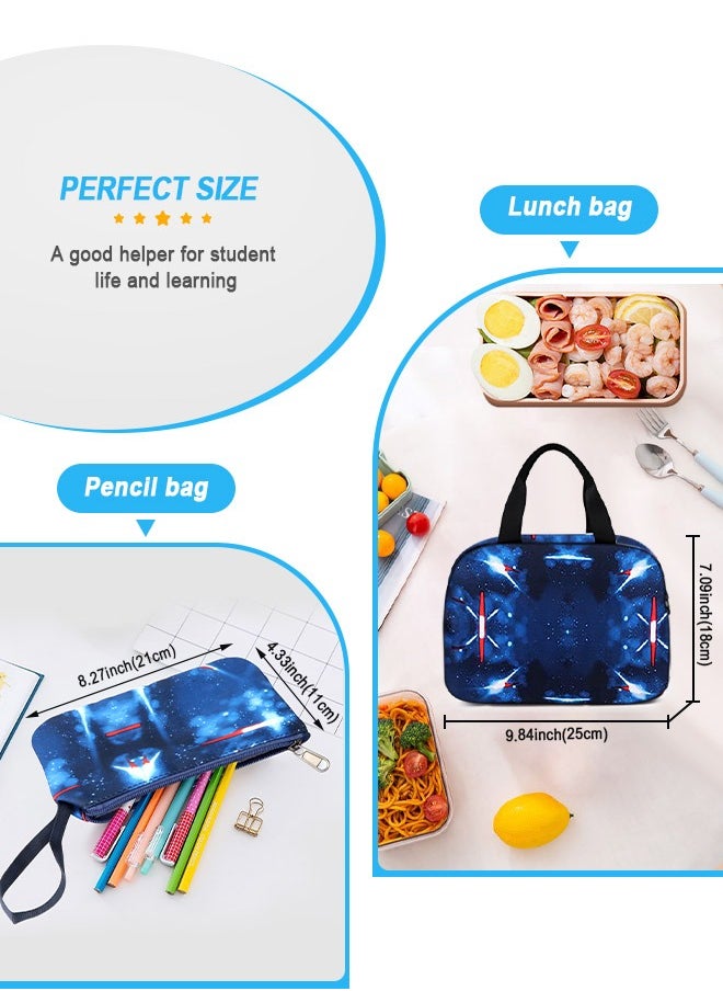 HomarKet - 3PCS Backpacks  Set for Primary Junior School Backpack with Lunch Box Pencil Case Large Galaxy-print Durable Bookbags Lightweight Travel Backpack Set for Boys Girls - Image 1