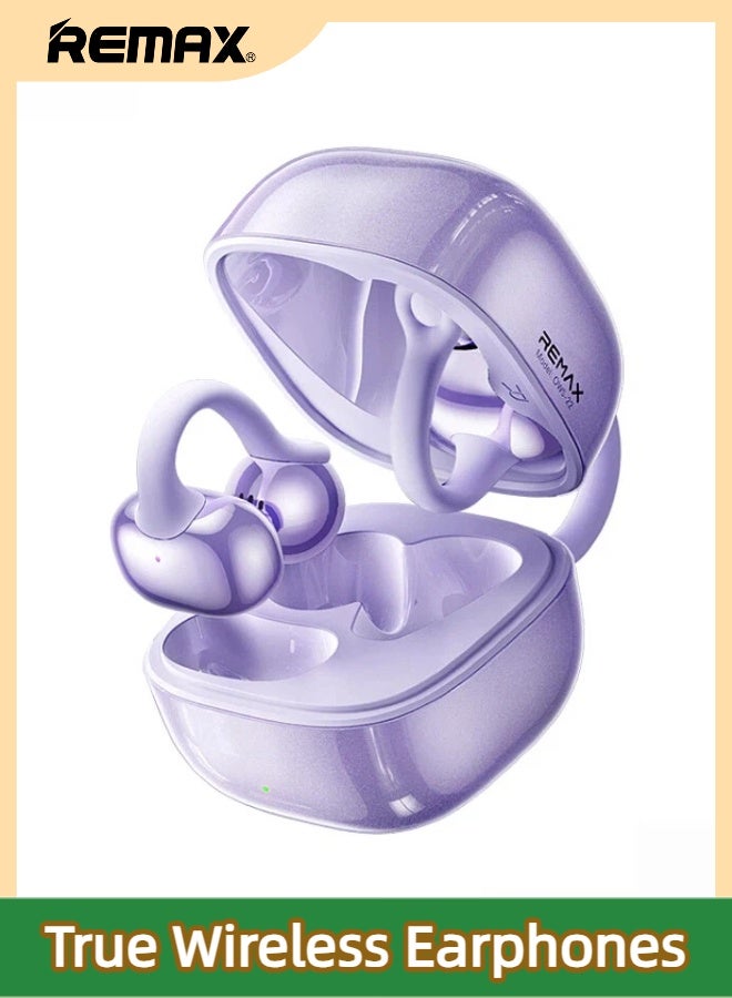 REMAX OWS-22 U-Shaped Elastic Ear Clip True Wireless Stereo Music Call Earphones, 11mm Large Driver, AI ENC Noise Reduction, Bluetooth 6.0, Suitable for Business Office Sports Fitness Daily Commute Casual Shopping (Polar Purple) - Image 1