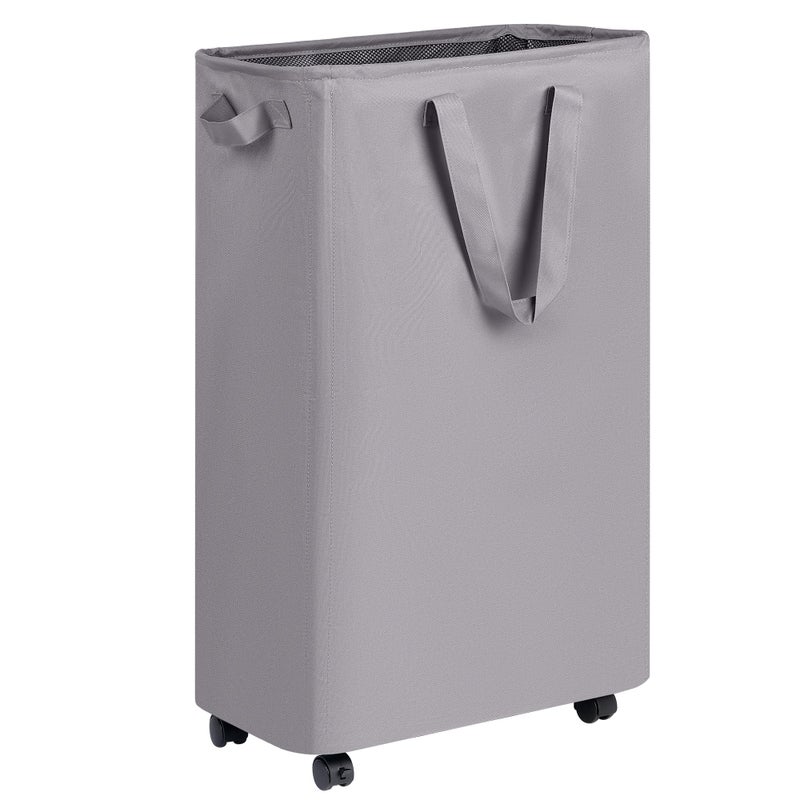 efluky Slim Laundry Hamper with Wheels Rolling Laundry Basket for Clothes Small Laundry Basket for Bedroom Dorm and Laundry Room 75L 198 Gallons Grey - Image 2