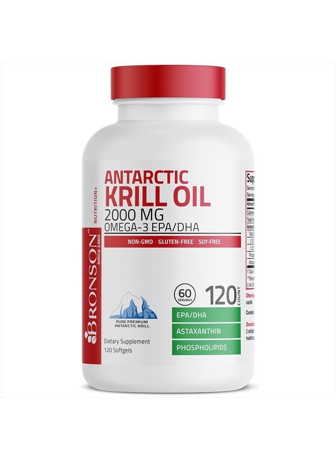 Bronson Antarctic Krill Oil 2000 mg with Omega-3s EPA, DHA, Astaxanthin and Phospholipids 120 Softgels (60 Servings)  - Image 5