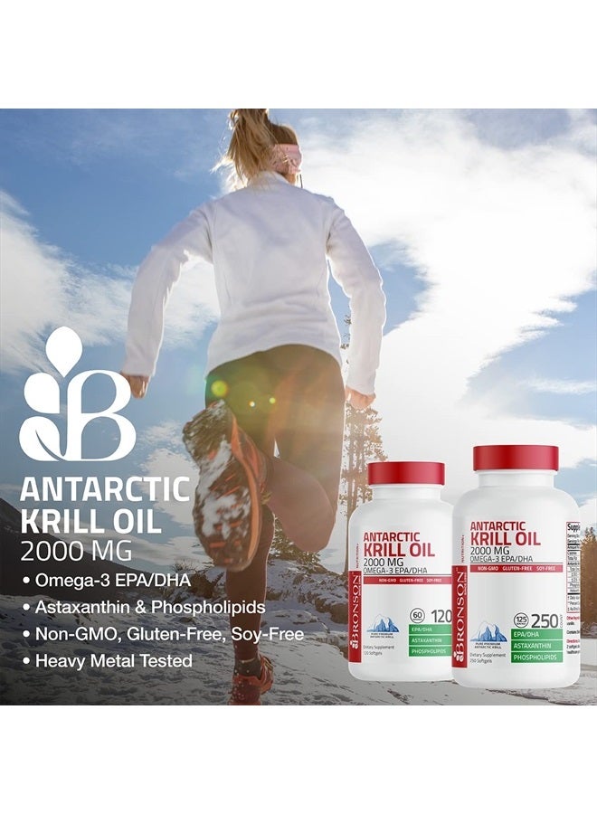 Bronson Antarctic Krill Oil 2000 mg with Omega-3s EPA, DHA, Astaxanthin and Phospholipids 120 Softgels (60 Servings)  - Image 3