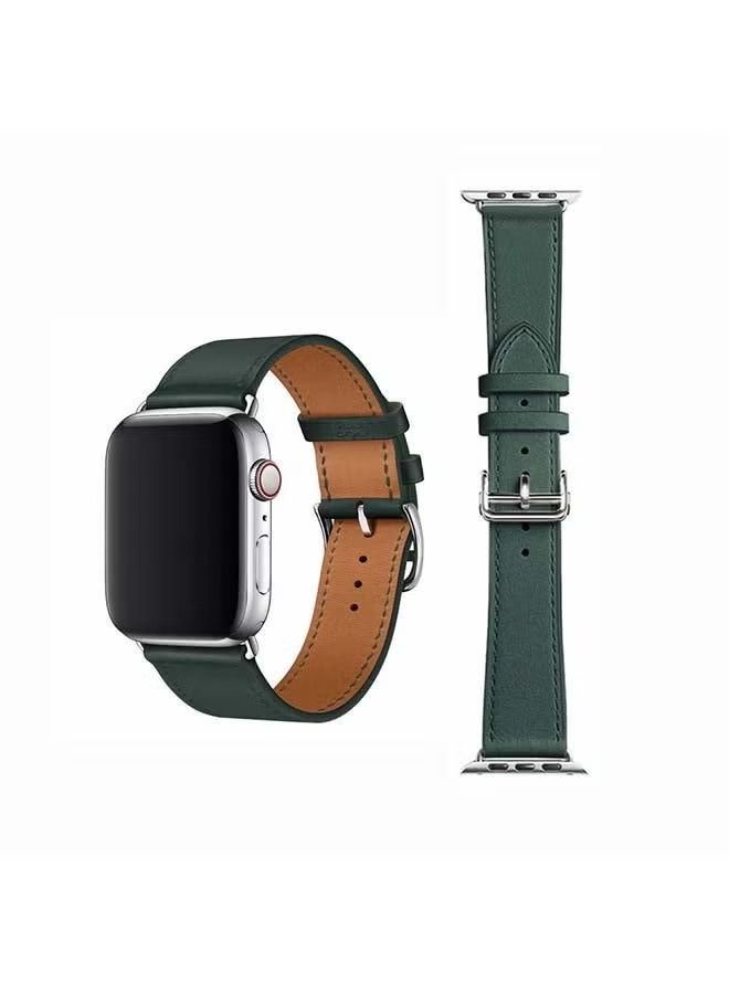 إيف حزام بديل من الجلد الطبيعي الفائق لساعة Apple Watch Series 6 / SE / 5/4/3/2/1 40 / 38mm أخضر