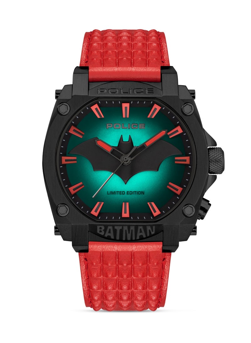 POLICE Men Limited Edition Forever Batman Red Dial & Red Genuine Leather Strap Men's Watch - Image 5