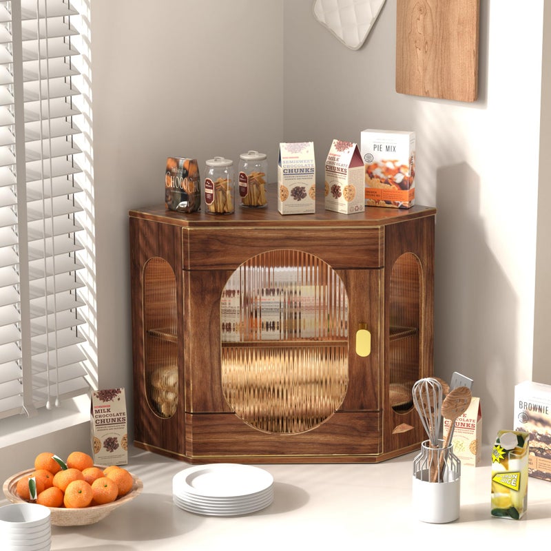 TQQDCI Corner Bread Box for Kitchen Countertop, Large Wooden Bread Box, Double Layer Bread Storage Bin, Vintage Breadbox for Homemade Bread, Farmhouse Kitchen Organizer with Acrylic Window - Image 4