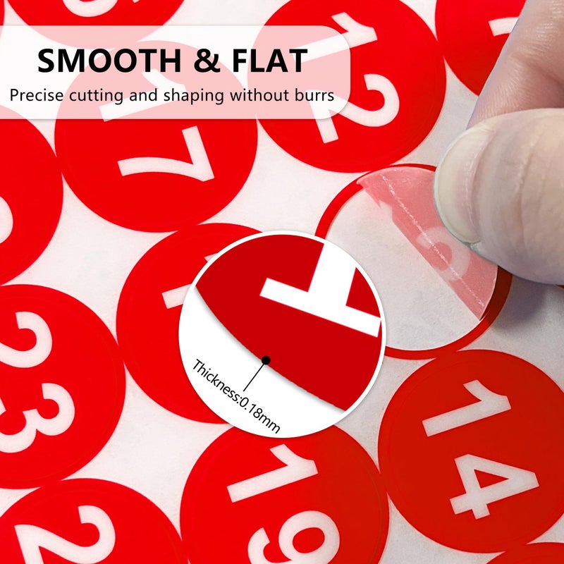 LUHIMO 1-25 Circle Numbered Vinyl Stickers,Anti-Fading Waterproof 1 in Self Adhesive Die Cut Consecutive Number Vinyl Decal,Production and Fitness Equipment Flexible Small 1-10 Number Stickers ï¼ˆRedï¼‰ - Image 3