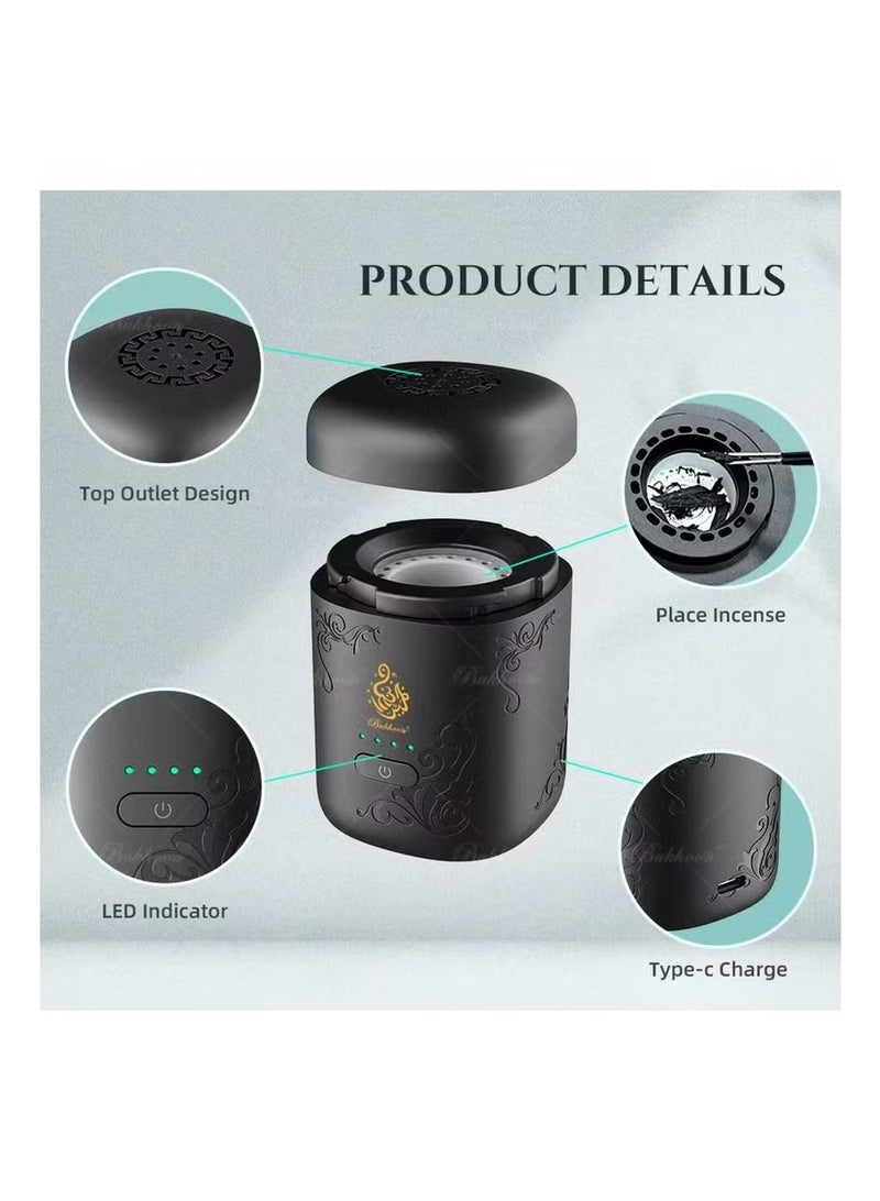 جاجيك New Mini Electronic Arabic Incense Burner | Portable Oud & Bakhoor Mubkhara with Battery Indicator | USB Rechargeable Aromatherapy Diffuser for Home, Office, Car | Safe Charcoal-Free Incense & Fragrance | Perfect Ramadan & Gift Idea - Image 5