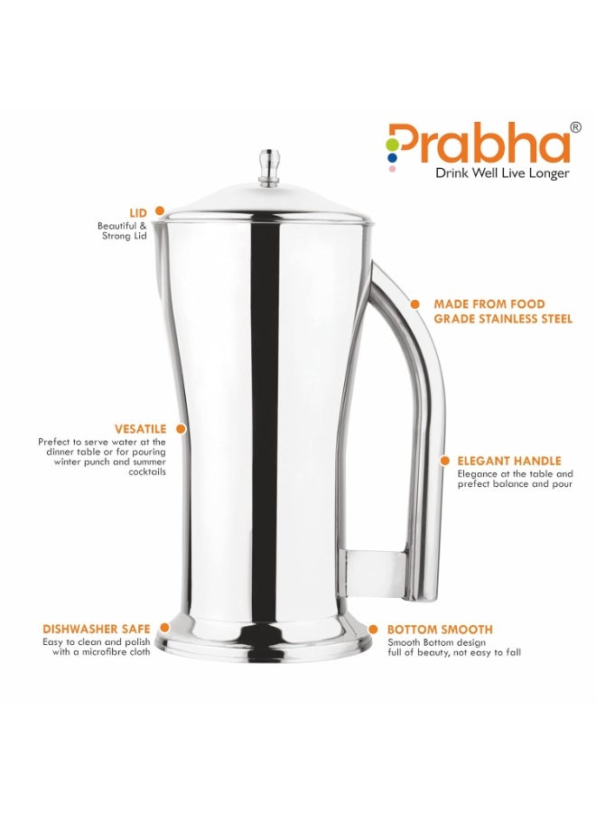 Prabha Stainless Steel O-Mega Water Jug - Modern Design, 1900ml, Ideal for Home & Kitchen - Image 4