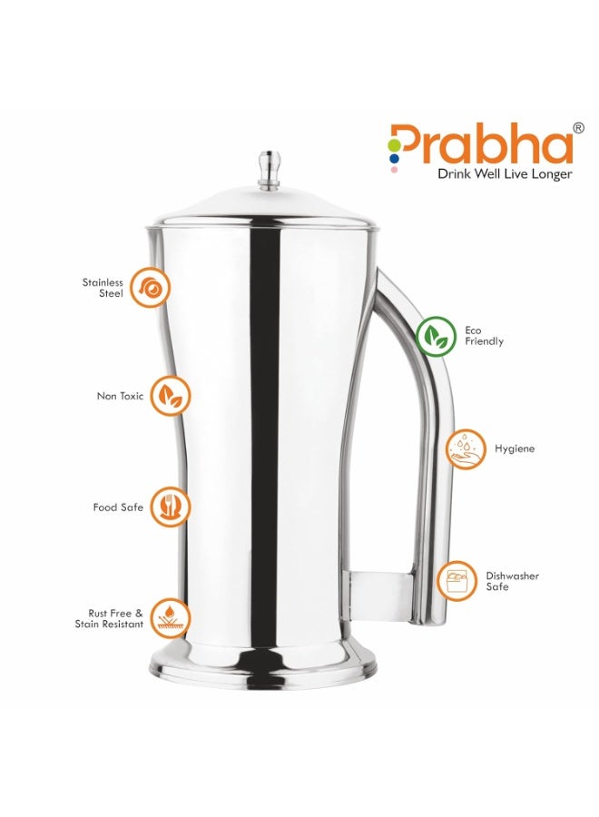 Prabha Stainless Steel O-Mega Water Jug - Modern Design, 1900ml, Ideal for Home & Kitchen - Image 2