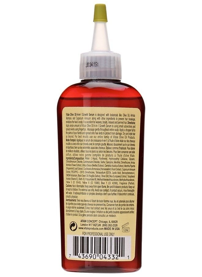 VITALE Vitale Olive Oil Growth Treatment Serum, 4 oz - For Dry and Damaged Hair - Prevent Thinning & Damage Repair - Curl Wave Solution 