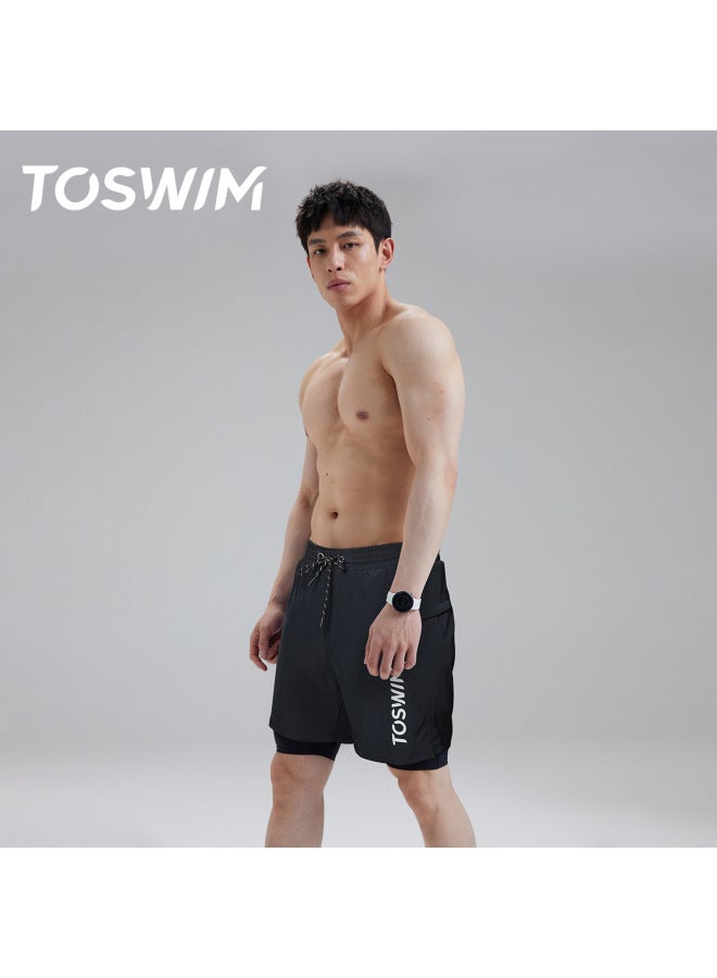 Loquat TOSWIM Men's Swimming Trunks Beach Pants Can Be Launched Loose Anti-embarrassment Sun Protection Quick-drying Surfing Hot Spring Pants 2023-Color:Green Sea Area- - Image 4