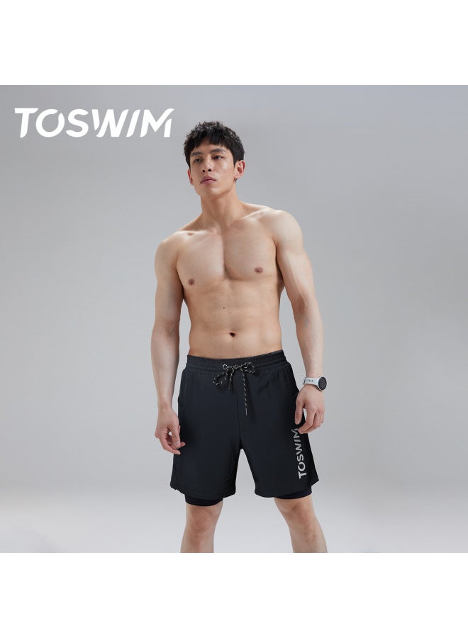Loquat TOSWIM Men's Swimming Trunks Beach Pants Can Be Launched Loose Anti-embarrassment Sun Protection Quick-drying Surfing Hot Spring Pants 2023-Color:Green Sea Area- - Image 3