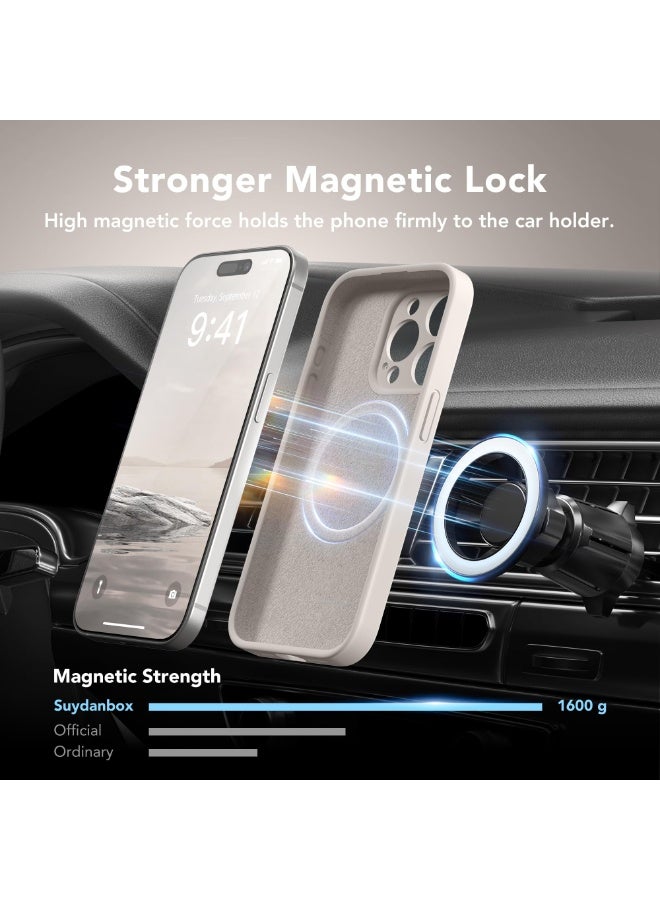 SUYDANBOX Magnetic for iPhone 15 Pro Case, Compatible with MagSafe, [Full Camera Protection][Screen Protector] Silicone Shockproof Protective Phone Case for iPhone 15 Pro 6.1", Off White - Image 3