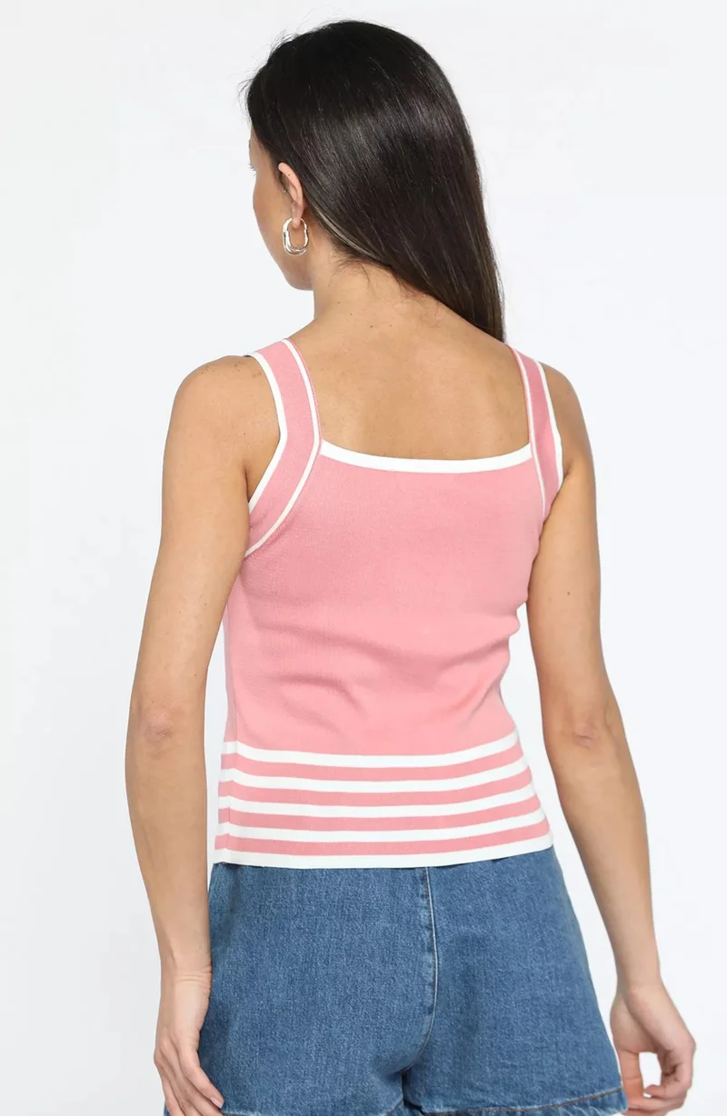 جولسلي Rose Front Button Detailed Striped Women's Seasonal Knitwear Blouse