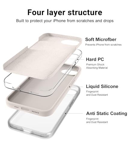 OTOFLY Designed for iPhone 16e Case,[12FT Military-Grade Protection] Silicone Shockproof Slim Cover Women Men 16e Phone Case 6.1 inch, Gravel White - Image 3