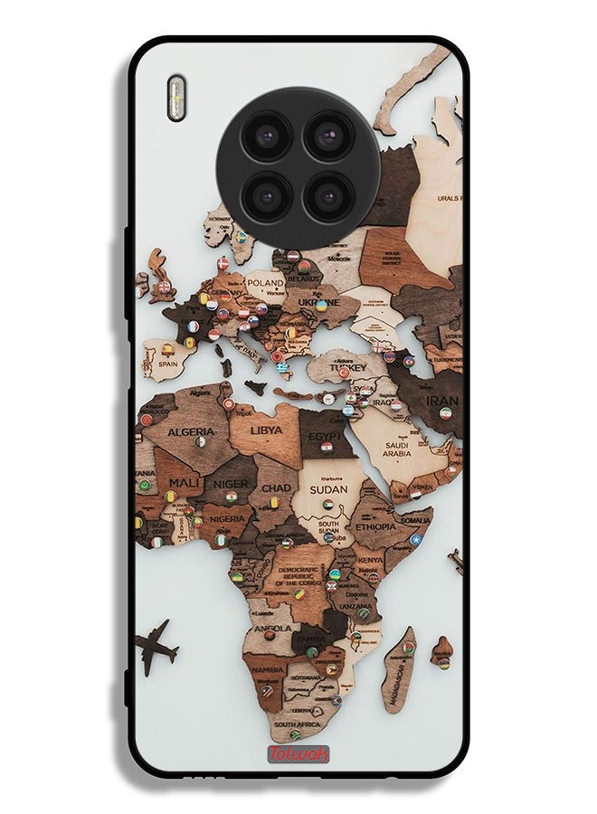 Tolwak Honor 50 Lite Protective Case Cover World Map Art - Image 2