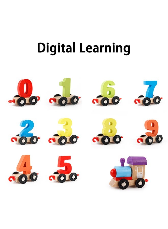 JSAITOYS Wooden Number Learning Train Set | 0-9 Digit Recognition, Connectable Carriages, Educational Toy - Image 3