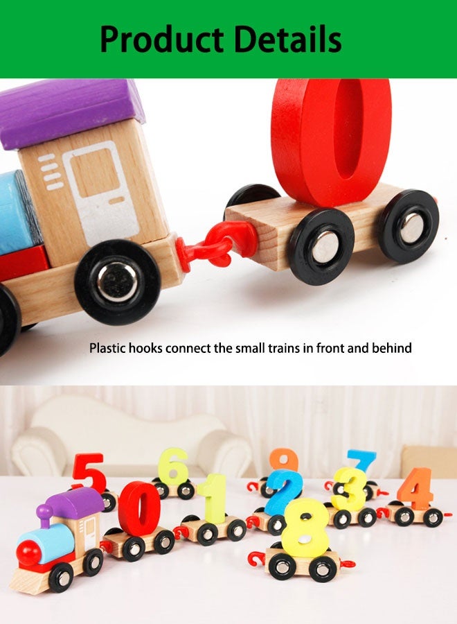 JSAITOYS Wooden Number Learning Train Set | 0-9 Digit Recognition, Connectable Carriages, Educational Toy - Image 4