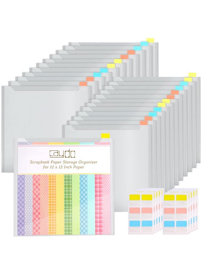 Caydo 24 Pieces Scrapbook Paper Storage Organizer, 12 X 12 Inch Scrapbook Paper Storage With Sticky Index Tabs For Holding Scrapbook Paper, Cardstock, Vinyl Paper, Paper File And Photos - Image 1