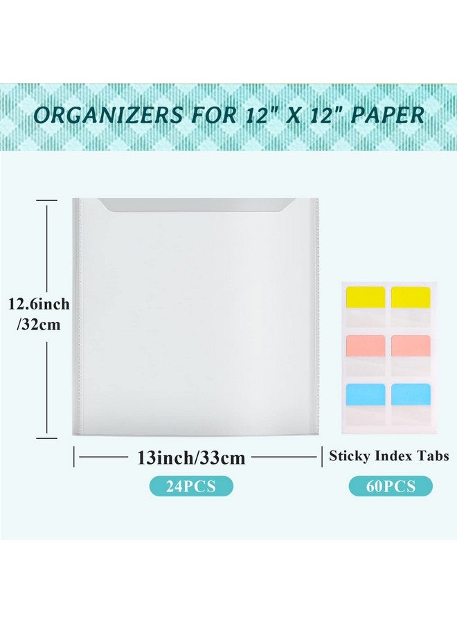 Caydo 24 Pieces Scrapbook Paper Storage Organizer, 12 X 12 Inch Scrapbook Paper Storage With Sticky Index Tabs For Holding Scrapbook Paper, Cardstock, Vinyl Paper, Paper File And Photos - Image 2