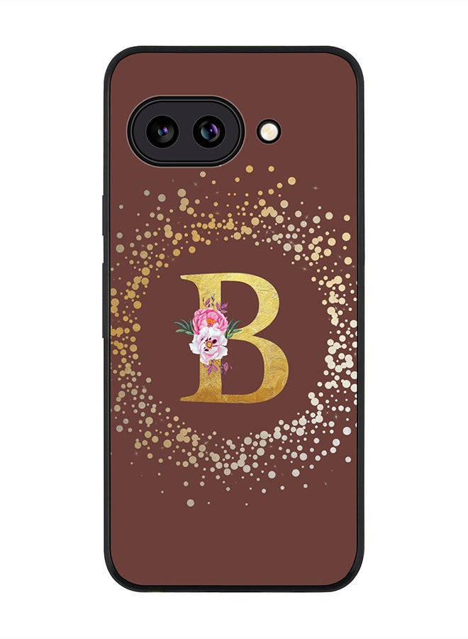 Stylizedd For Google Pixel 9a Case,Slim fit Camera Protection, Shockproof Thin Phone cover  - Custom Monogram Floral - B  (Brown )