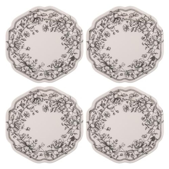 Karma, 10.75 inches Melamine Dinner Plates Set of 4, Reusable Dishwasher Safe Plates for Outdoor and Indoor, Isabella