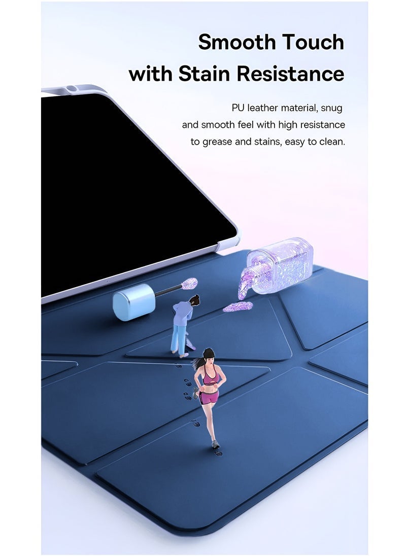 ELTRAZONE Apple iPad 2025 (11th Generation) A16 10.9 inch Symmetry 360 Smart Folio Series Case – Auto Awake/Auto Sleep, Leather Texture with Transparent Back & Pen Holder, All-Round Protection, Slim, Stylish – Storm Blue - Image 5