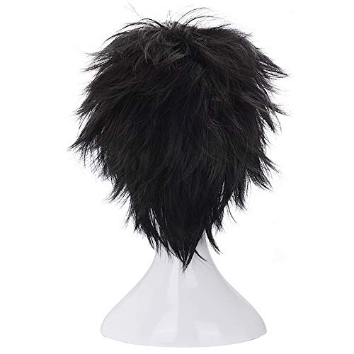 morvally Short Messy Black Heat Resistant Synthetic Hair Wigs for Cosplay Halloween Anime - Image 4