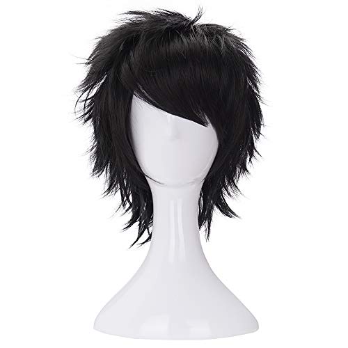 morvally Short Messy Black Heat Resistant Synthetic Hair Wigs for Cosplay Halloween Anime - Image 1