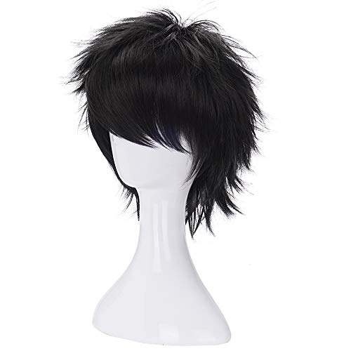 morvally Short Messy Black Heat Resistant Synthetic Hair Wigs for Cosplay Halloween Anime - Image 3