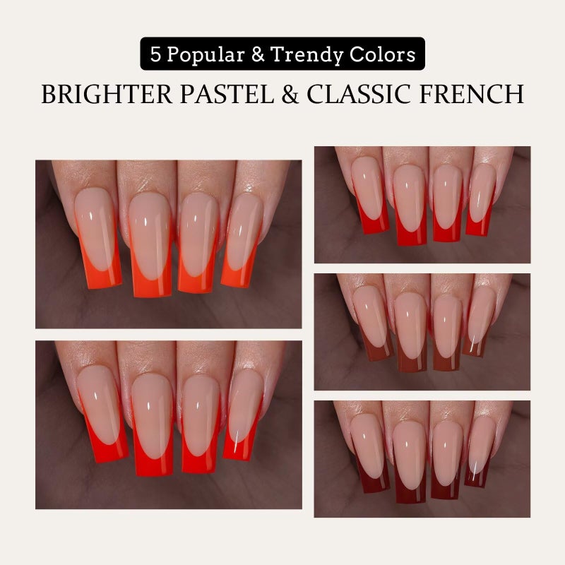 BTArtboxnails XCOATTIPS French Tip Press on Nails - Red French Tip Nails Square Long, 150Pcs Red French Press on Nails, Soak Off Soft Gel Nail Extension - Image 4