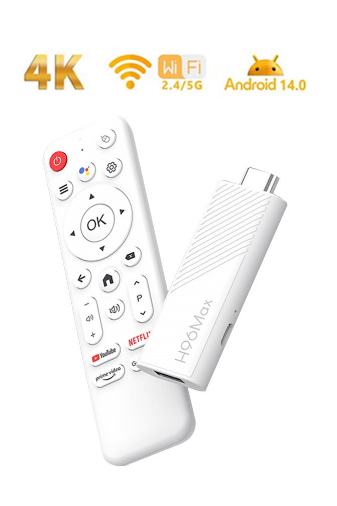 H96 Max Android 14 TV Stick with Remote Control , Set Top TV Box(2GB + 16GB) , 4K Resolution Ultra HD Streaming Device, Bluetooth Streaming Media Player Web Player , Home Media Player  - Image 1