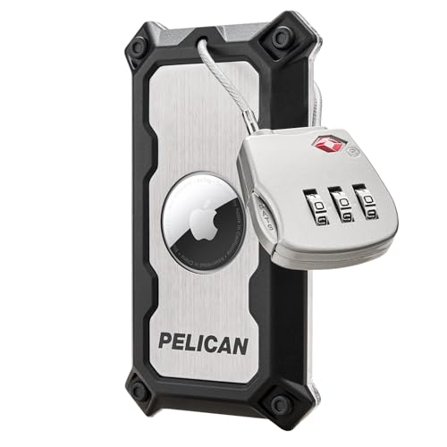 Pelican AirTag Tracker Luggage Lock Travel AirTag Holder Luggage Tag for Suitcases with TSAApproved Cable Lock 2Piece Installation Grade 5 Titanium Plate Tracker Brushed Titanium - Image 1