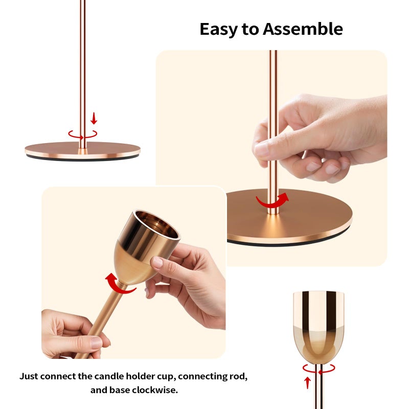 ChefBee Gold Tall Candle Candlestick Holder, 3PCS Taper Pillar Candle Sticks Stand Holders Decor, Centerpiece Dining Table Wedding Festive Fireplace Mantle Vintage Room Decorations, Housewarming Gift - Image 5