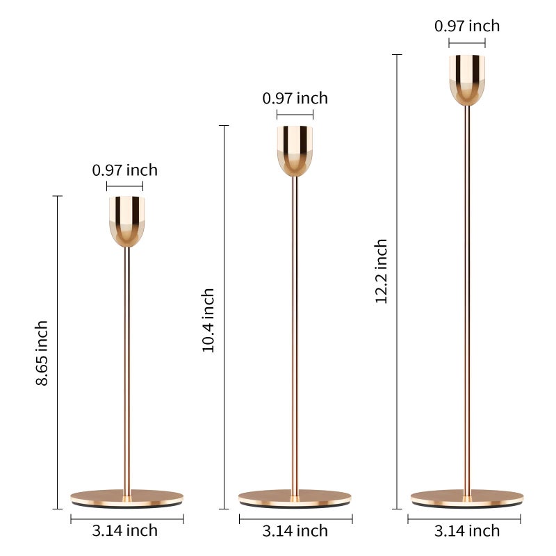 ChefBee Gold Tall Candle Candlestick Holder, 3PCS Taper Pillar Candle Sticks Stand Holders Decor, Centerpiece Dining Table Wedding Festive Fireplace Mantle Vintage Room Decorations, Housewarming Gift - Image 2