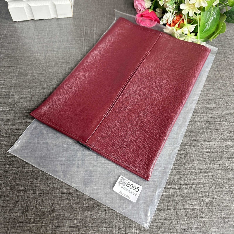 Genuine Leather Tissue Bag, First-Layer Cowhide Soft Tissue Bag, Car Tissue Paper Fixed Bag, Plain Tissue Paper Bag, Elastic Band Fixed - Image 1