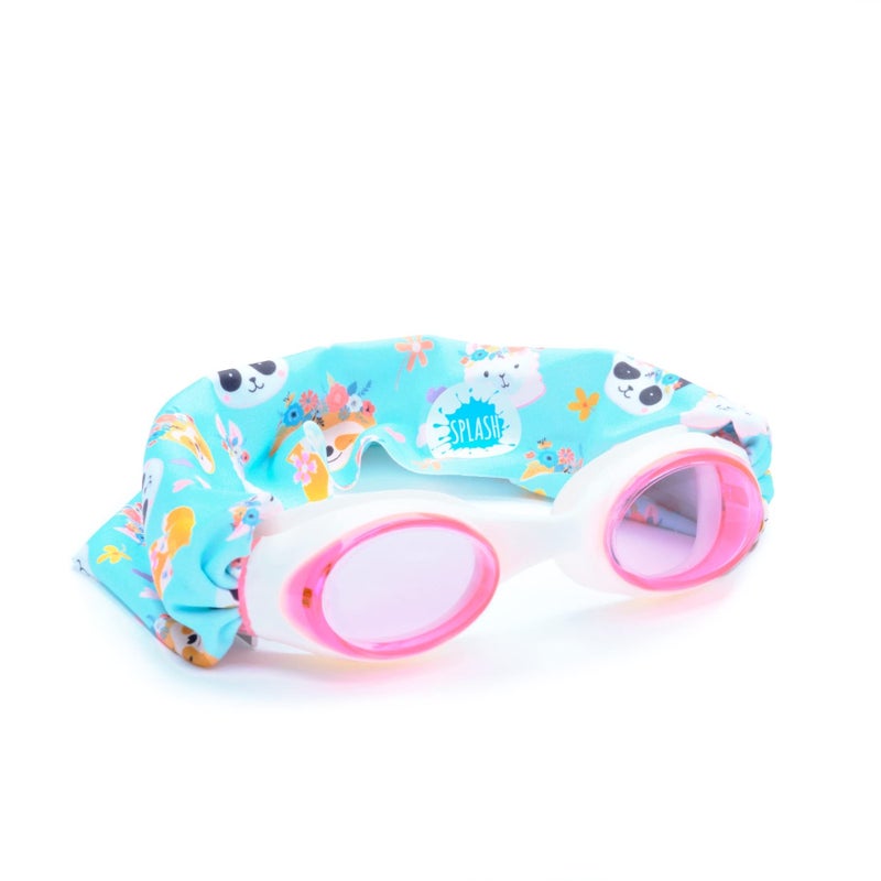 Splash Place KIDS SWIM GOGGLES with Fabric Strap - FOREST FRIENDS | Fun, Fashionable, Comfortable - Tangle-Free, Swimming Goggles for Kids, Comfy Fabric Strap Goggles - Image 1