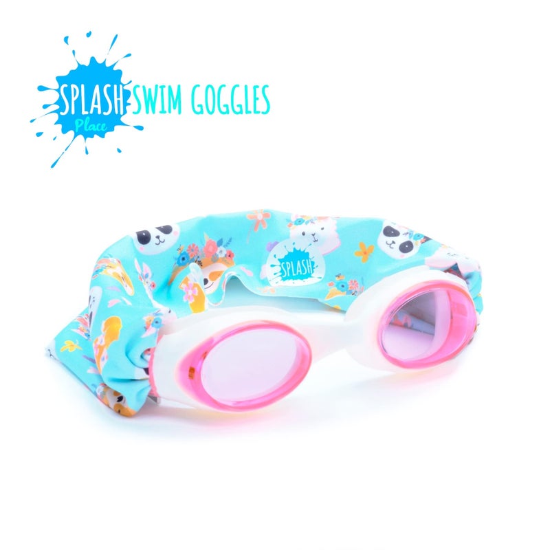 Splash Place KIDS SWIM GOGGLES with Fabric Strap - FOREST FRIENDS | Fun, Fashionable, Comfortable - Tangle-Free, Swimming Goggles for Kids, Comfy Fabric Strap Goggles - Image 3