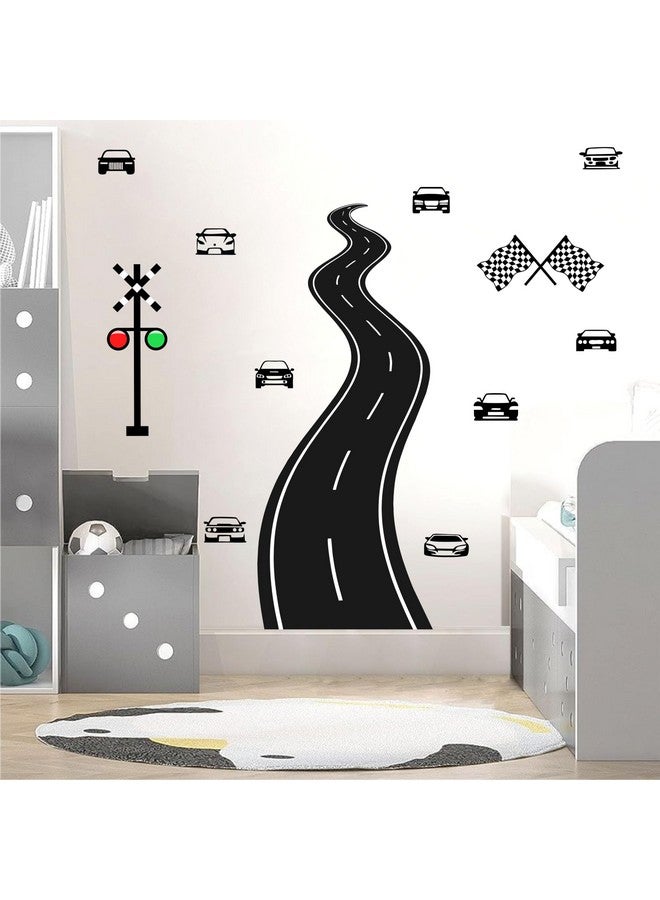 THEYGE Large Road Wall Sticker Road Sign Peel and Stick Wall Decals Race Car Wall Stickers Removable Track Highway Vinyl Stickers Traffic Cars Sport Wall Decals for Kids Room Boys Bedroom Decor - Image 4