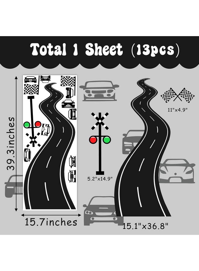 THEYGE Large Road Wall Sticker Road Sign Peel and Stick Wall Decals Race Car Wall Stickers Removable Track Highway Vinyl Stickers Traffic Cars Sport Wall Decals for Kids Room Boys Bedroom Decor - Image 5