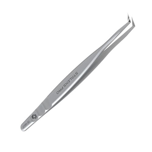 Staleks Pro Professional Eyelash Tweezers EXPERT 40 Type 2 LShaped Tip Stainless Steel For Classic and Volume Extensions 70 Angle - Image 1