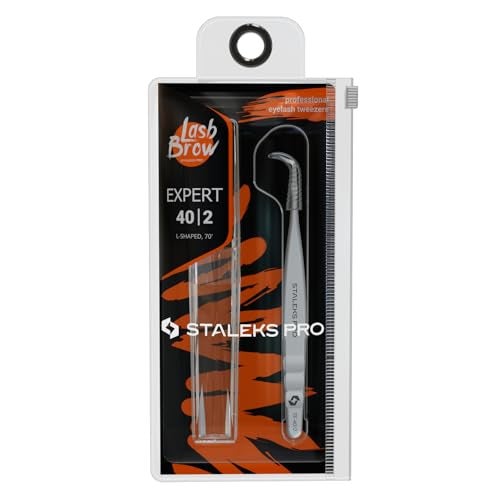 Staleks Pro Professional Eyelash Tweezers EXPERT 40 Type 2 LShaped Tip Stainless Steel For Classic and Volume Extensions 70 Angle - Image 3